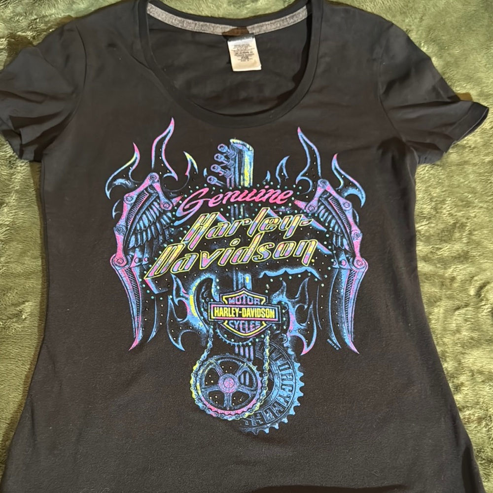 Harley-Davidson Black Graphic Women's Top